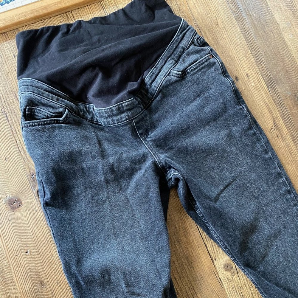 New Look Black Denim Maternity "Mom" Over Bump Jeans